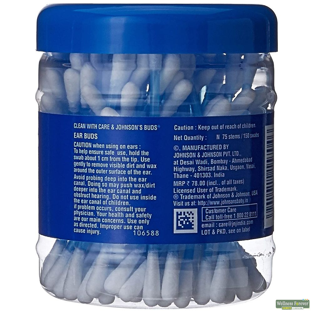 Buy Johnson's Baby Cotton Buds, 150 Swabs Online Wellness Forever
